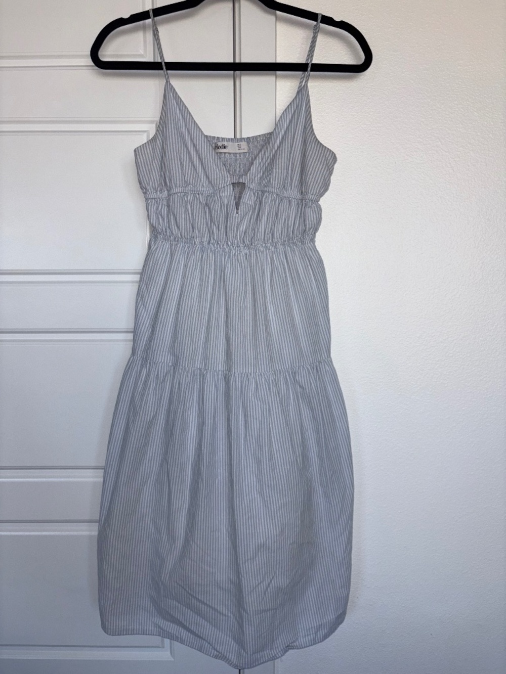 Elodie Light Blue Striped Midi Dress